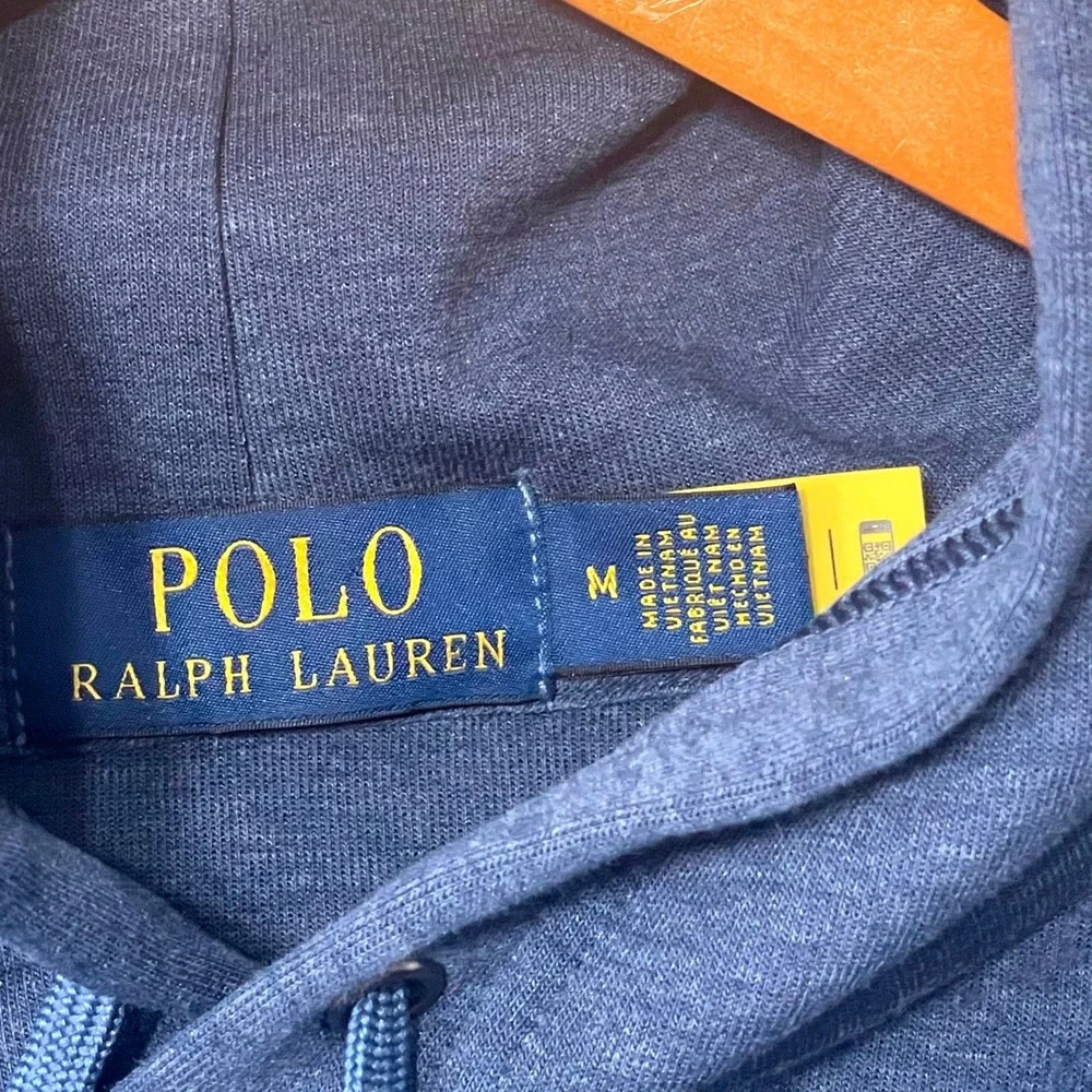 Polo Ralph Lauren Mens Blue Heathered Pullover Hoodie Medium Embroidered Pony